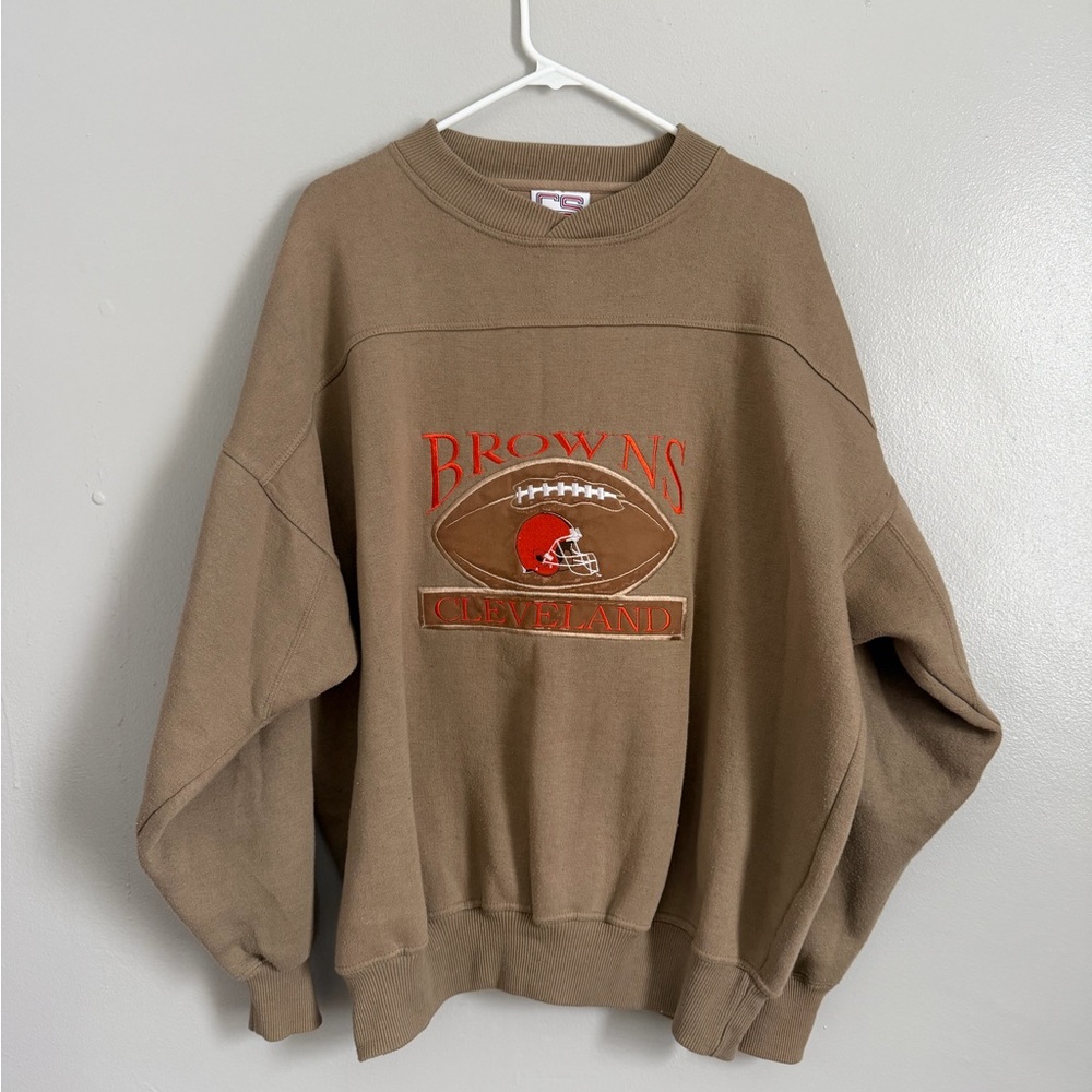 Vintage 90s Cleveland Browns Sweatshirt Crable Sportswear Embroidered SZ XL - Picture 1 of 4